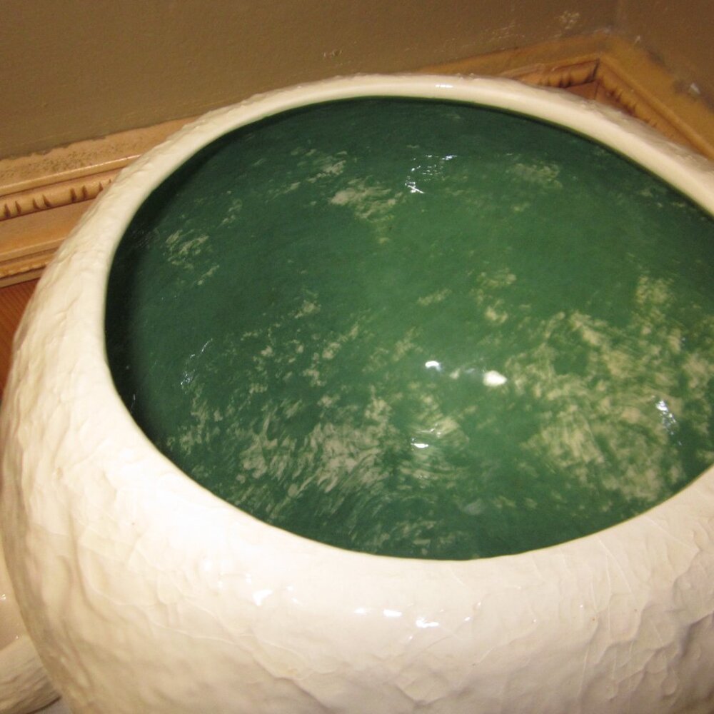 Vtg Riddell Cal pottery 50s signed snowball punchbowl set - Picture 8 of 11